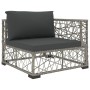 Set de muebles de jardín 6 pzas y cojines ratán sintético gris