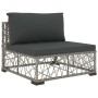 Set de muebles de jardín 6 pzas y cojines ratán sintético gris
