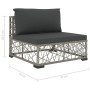 Set de muebles de jardín 6 pzas y cojines ratán sintético gris