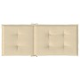 Cojín silla de jardín respaldo alto 4 uds tela beige 120x50x3cm
