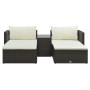 Set muebles de jardín 5 piezas y cojines ratán sintético marrón