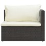 Set muebles de jardín 5 piezas y cojines ratán sintético marrón