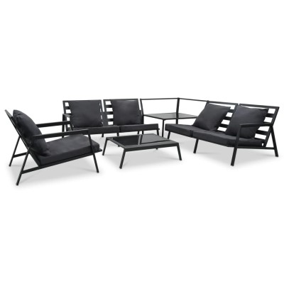 Muebles de jardín 5 pzas y cojines de aluminio gris oscuro