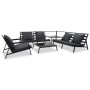 Muebles de jardín 5 pzas y cojines de aluminio gris oscuro