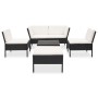 Set muebles de jardín 6 piezas y cojines ratán sintético negro