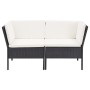 Set muebles de jardín 6 piezas y cojines ratán sintético negro