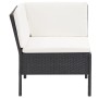 Set muebles de jardín 6 piezas y cojines ratán sintético negro