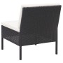 Set muebles de jardín 6 piezas y cojines ratán sintético negro