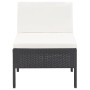 Set de muebles de jardín 3 pzas y cojines ratán sintético negro