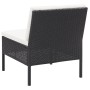 Set de muebles de jardín 3 pzas y cojines ratán sintético negro