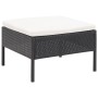 Set de muebles de jardín 3 pzas y cojines ratán sintético negro
