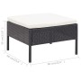 Set de muebles de jardín 3 pzas y cojines ratán sintético negro