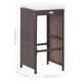 Set de bar para jardín 7 pzas y cojines ratán sintético marrón
