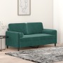 Sofá de 2 plazas con cojines terciopelo verde oscuro 140 cm
