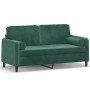 Sofá de 2 plazas con cojines terciopelo verde oscuro 140 cm