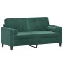 Sofá de 2 plazas con cojines terciopelo verde oscuro 140 cm