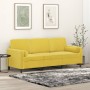 Sofá de 3 plazas con cojines terciopelo amarillo 180 cm