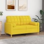 Sofá de 2 plazas con cojines tela amarillo claro 120 cm