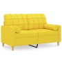 Sofá de 2 plazas con cojines tela amarillo claro 120 cm