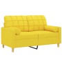Sofá de 2 plazas con cojines tela amarillo claro 120 cm