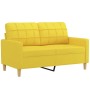 Sofá de 2 plazas con cojines tela amarillo claro 120 cm