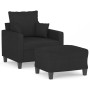 Sillón con taburete tela negro 60 cm
