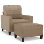 Sillón con taburete cuero sintético color capuchino 60 cm