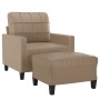 Sillón con taburete cuero sintético color capuchino 60 cm