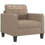 Sillón con taburete cuero sintético color capuchino 60 cm