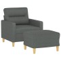 Sillón con taburete tela gris oscuro 60 cm