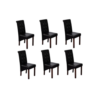 Sillas de comedor 6 unidades cuero sintético negro
