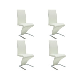 Sillas de comedor 4 unidades cuero sintético blanco