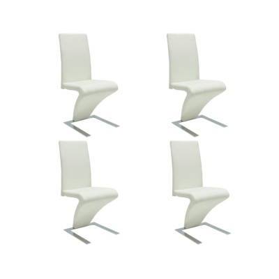Sillas de comedor 4 unidades cuero sintético blanco