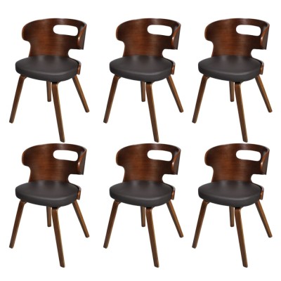 Sillas de comedor 6 uds cuero sintético marrón