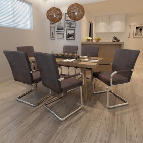 Sillas de comedor voladizas 6 unidades leathaire marrón