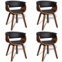 Sillas de comedor 4 uds madera curvada y cuero sintético