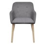 Sillas de comedor 4 uds tela gris claro y madera maciza roble