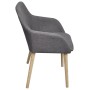 Sillas de comedor 4 uds tela gris claro y madera maciza roble