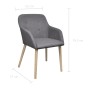 Sillas de comedor 4 uds tela gris claro y madera maciza roble