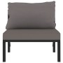 Sofá modular central con cojín ratán sintético gris antracita