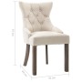 Sillas de comedor 2 unidades de tela beige