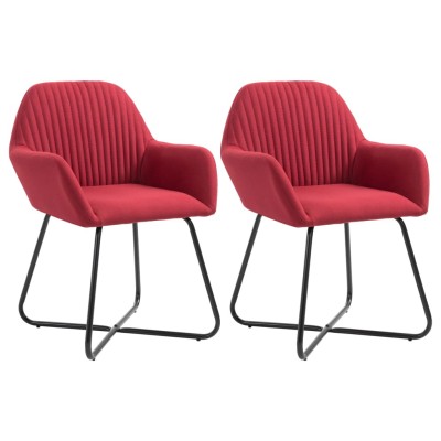 Sillas de comedor 2 unidades tela rojo tinto