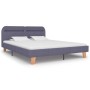 Estructura cama con LED sin colchón tela gris claro 160x200 cm