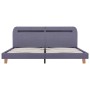 Estructura cama con LED sin colchón tela gris claro 160x200 cm