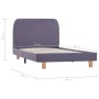 Estructura de cama sin colchón tela gris claro 90x200 cm