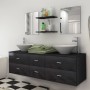 Conjunto de muebles de baño y lavabo 7 piezas negro