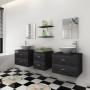 Conjunto de muebles de baño y lavabo 7 piezas negro