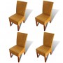 Sillas de comedor 4 unidades ratán natural marrón
