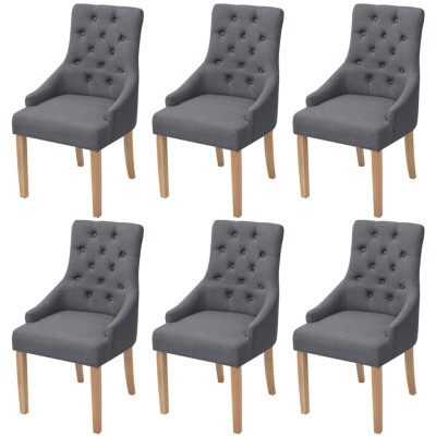 Sillas de comedor 6 unidades tela gris oscuro