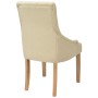 Sillas de comedor 6 unidades tela color crema